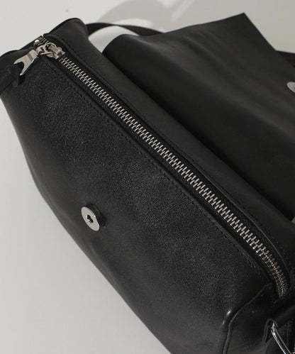 牛皮 防潑水 翻蓋設計 Leather Editor's Flap Shoulder Bag 單肩包
