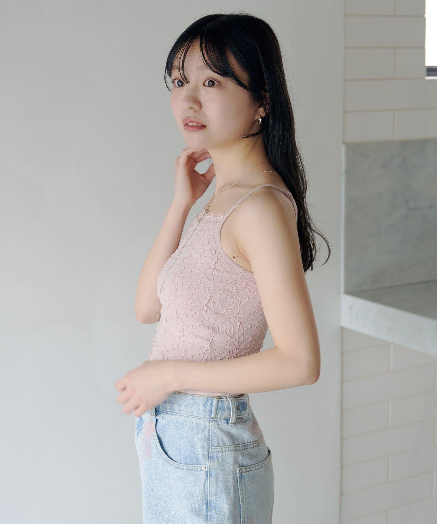 帶胸墊 花卉提花 吊帶背心