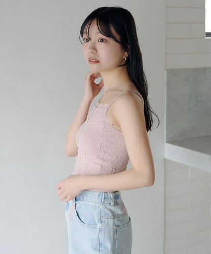 帶胸墊 花卉提花 吊帶背心