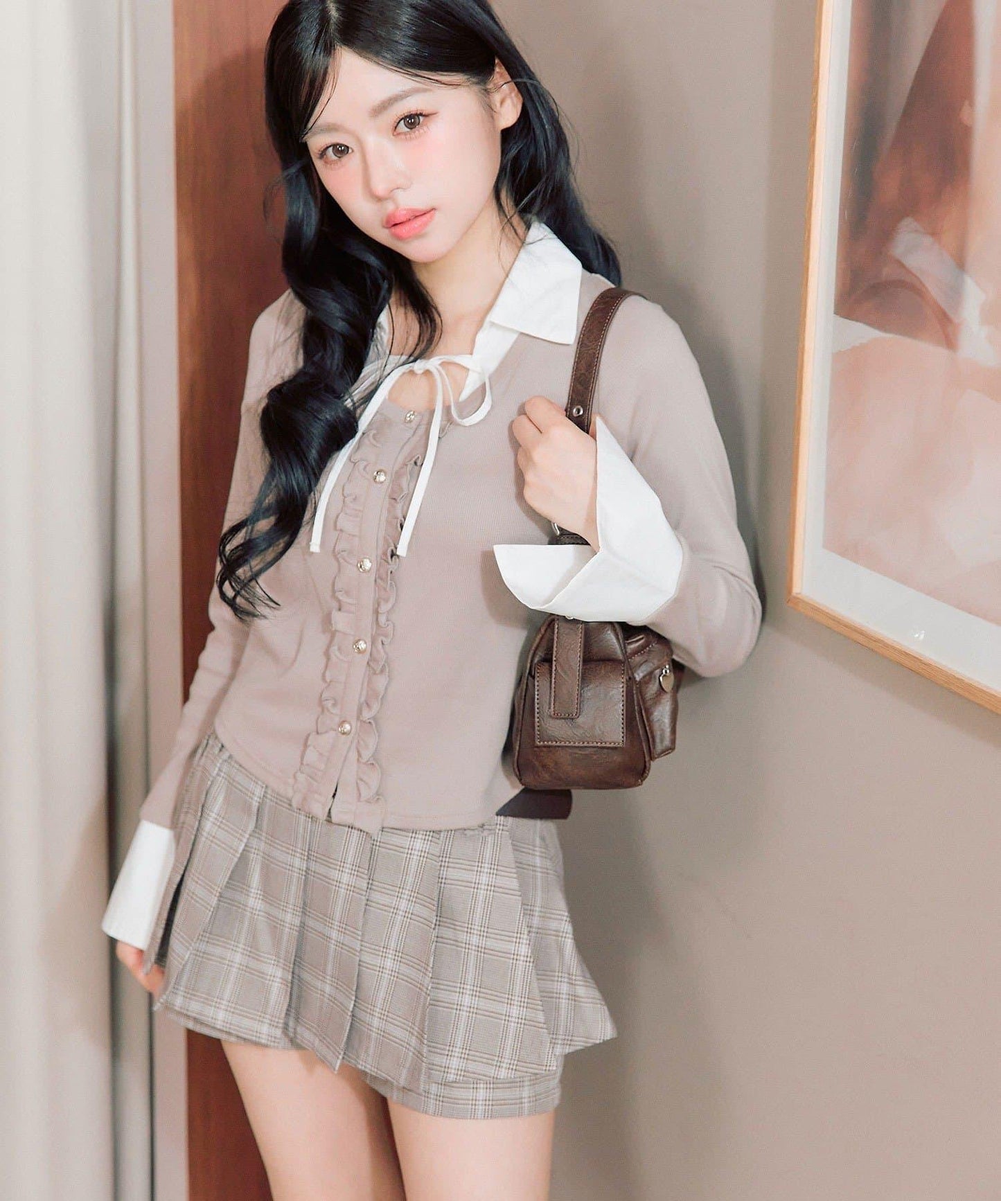帶腰帶 百褶 裙褲