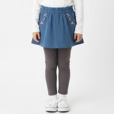 刺繡附打底褲半身裙
