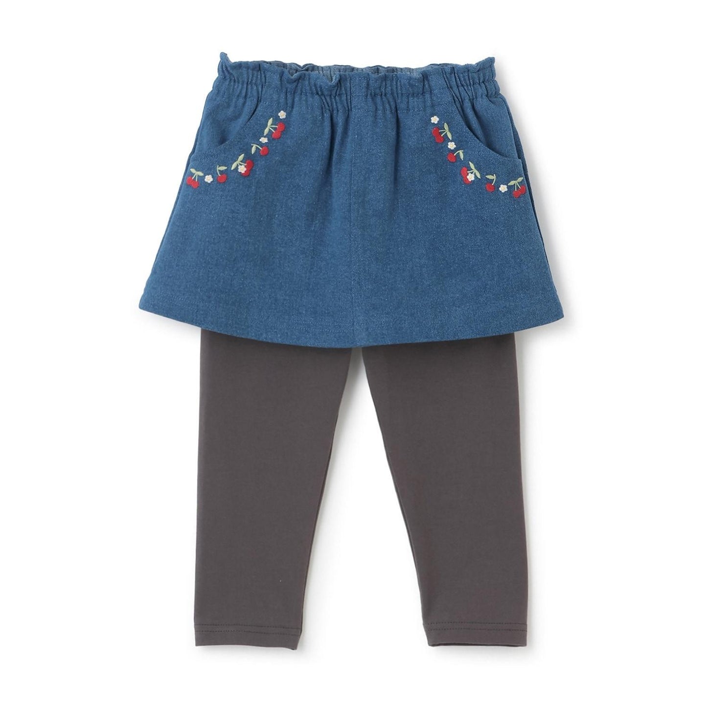刺繡附打底褲半身裙