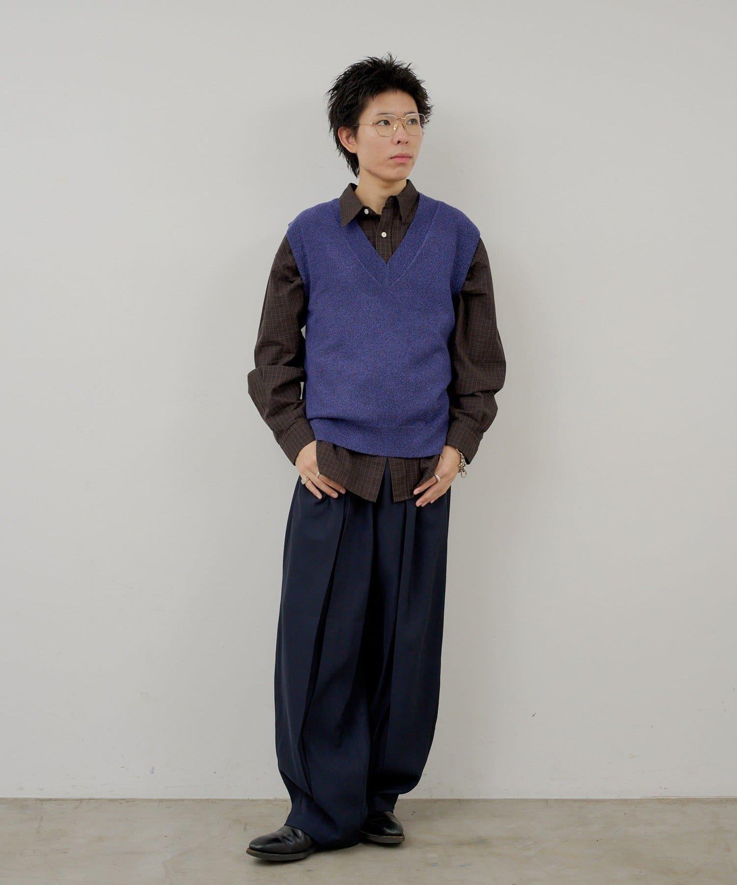 Kastane 粗花呢質感 V領 針織背心