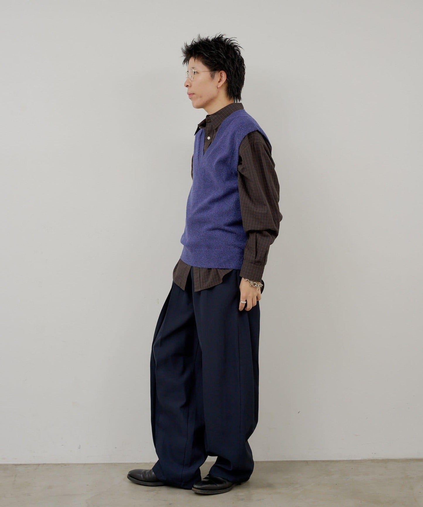 Kastane 粗花呢質感 V領 針織背心