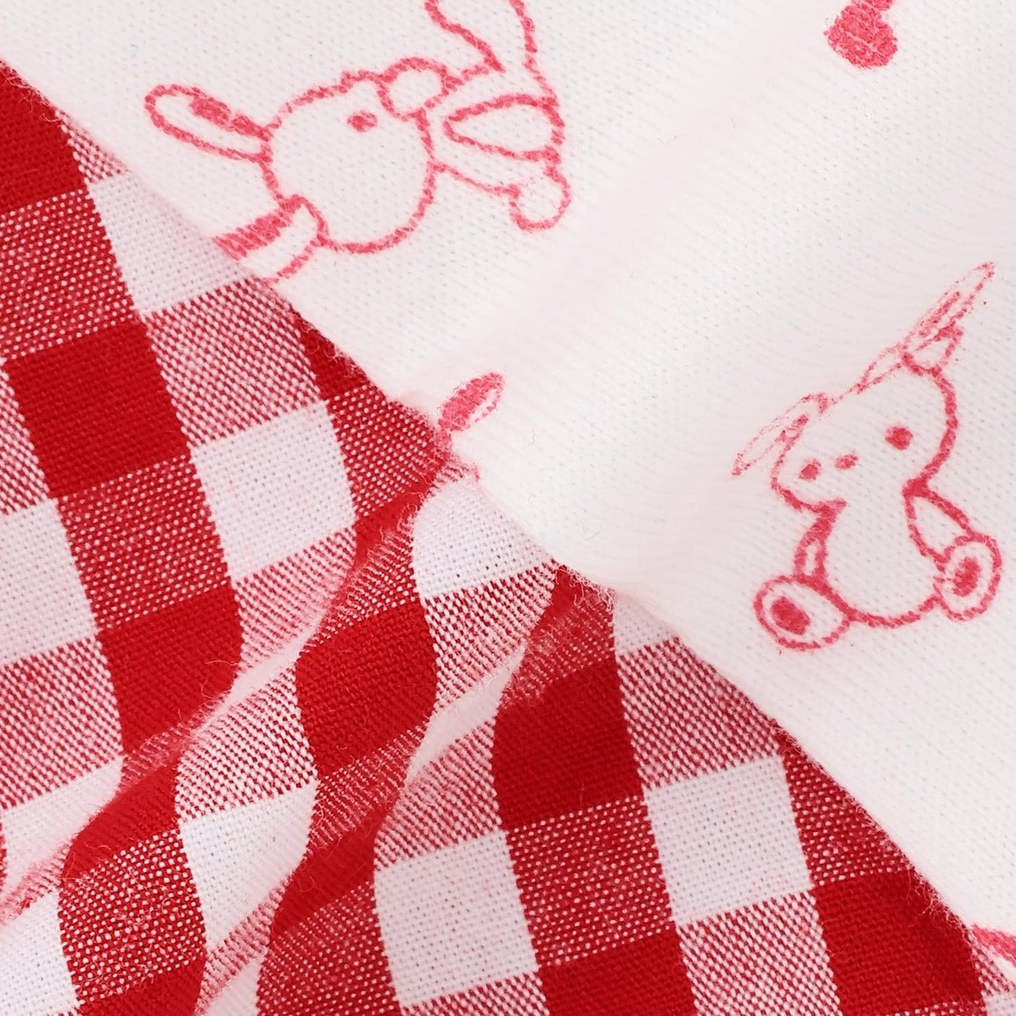 兔子玩偶裝飾 格紋 圍兜連體衣