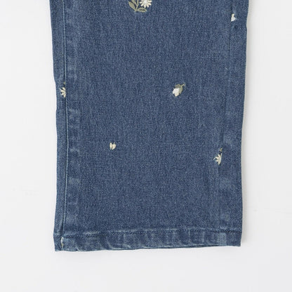 花刺繡牛仔面料牛仔褲
