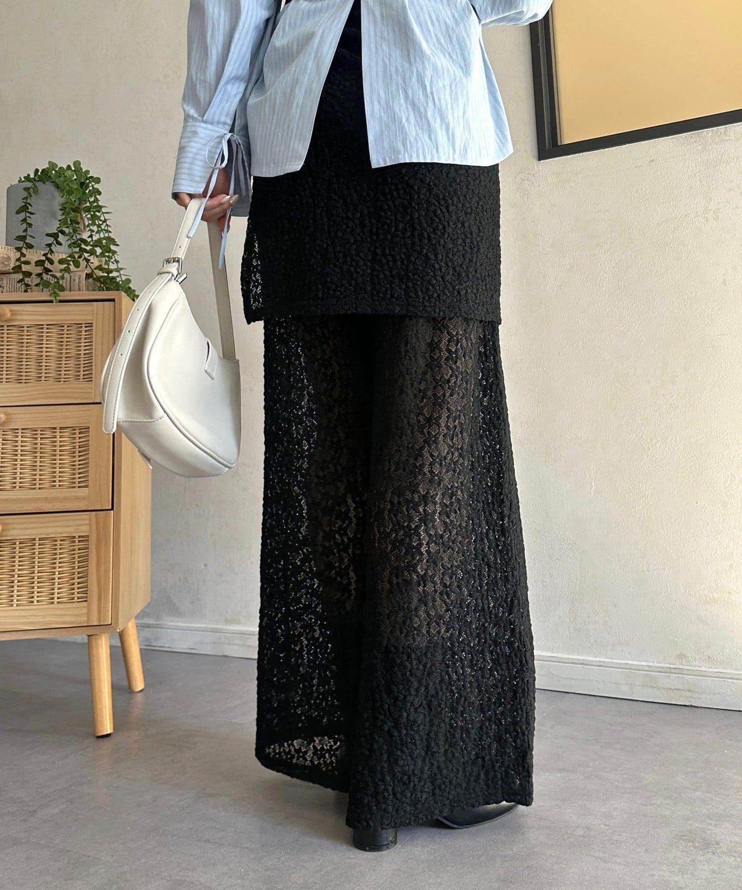 蕾絲裹身疊穿褲子