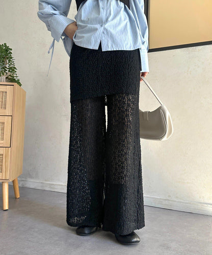 蕾絲裹身疊穿褲子