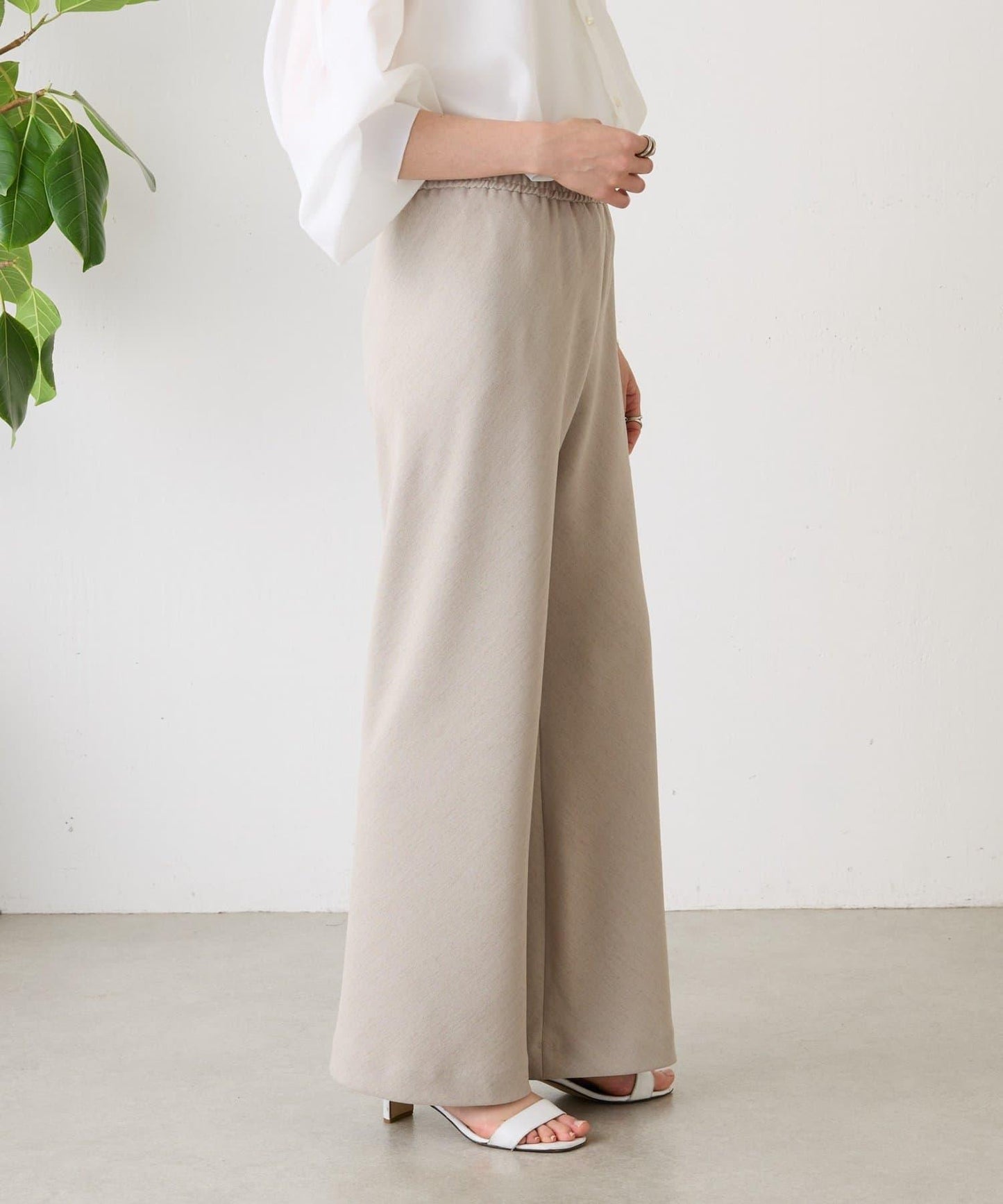 亞麻風斜裁褲子