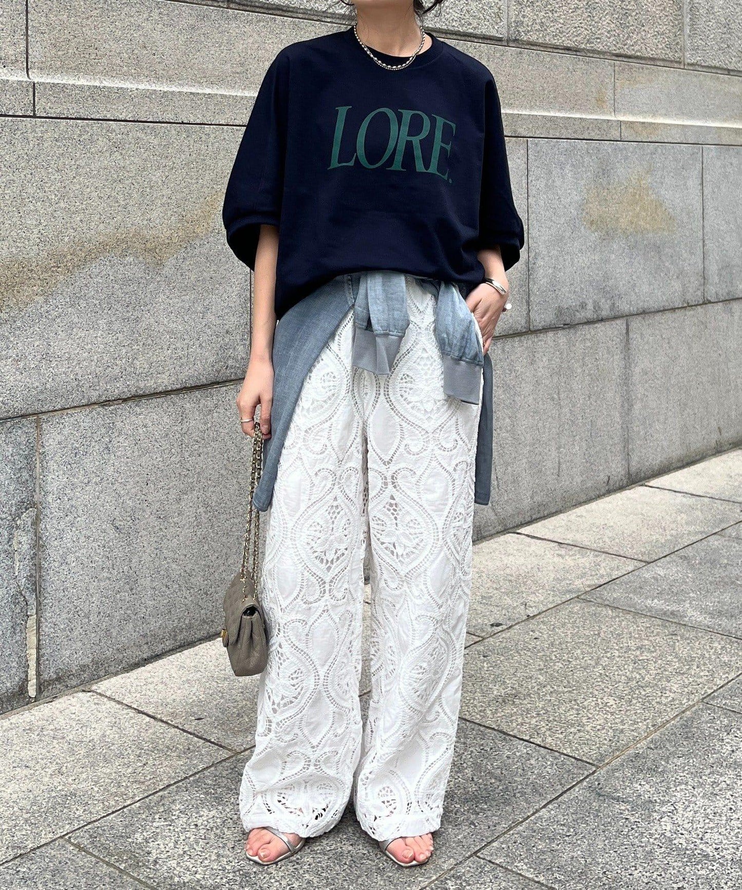 LORE印花蝙蝠袖套頭上衣