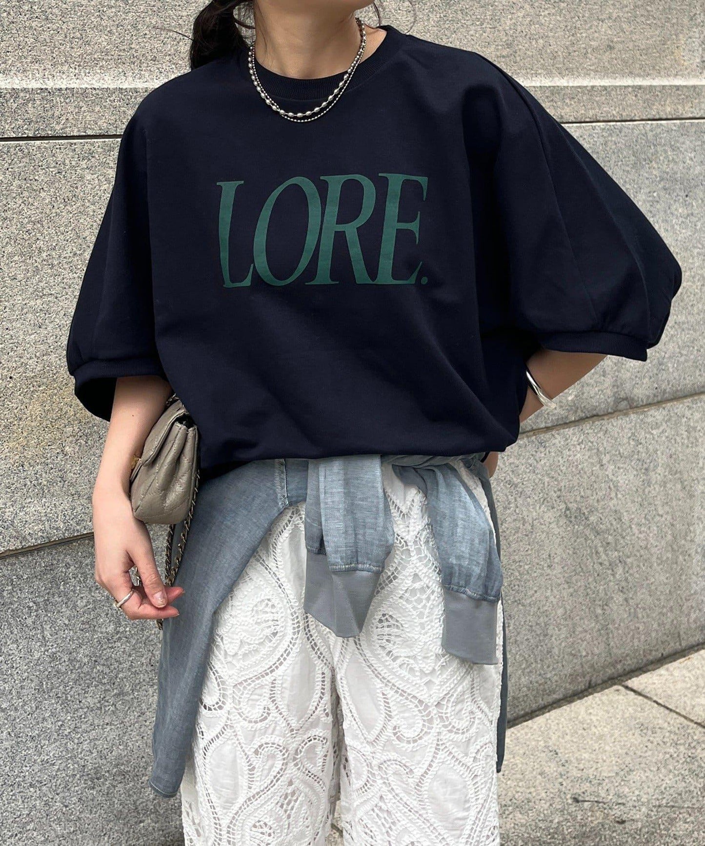 LORE印花蝙蝠袖套頭上衣