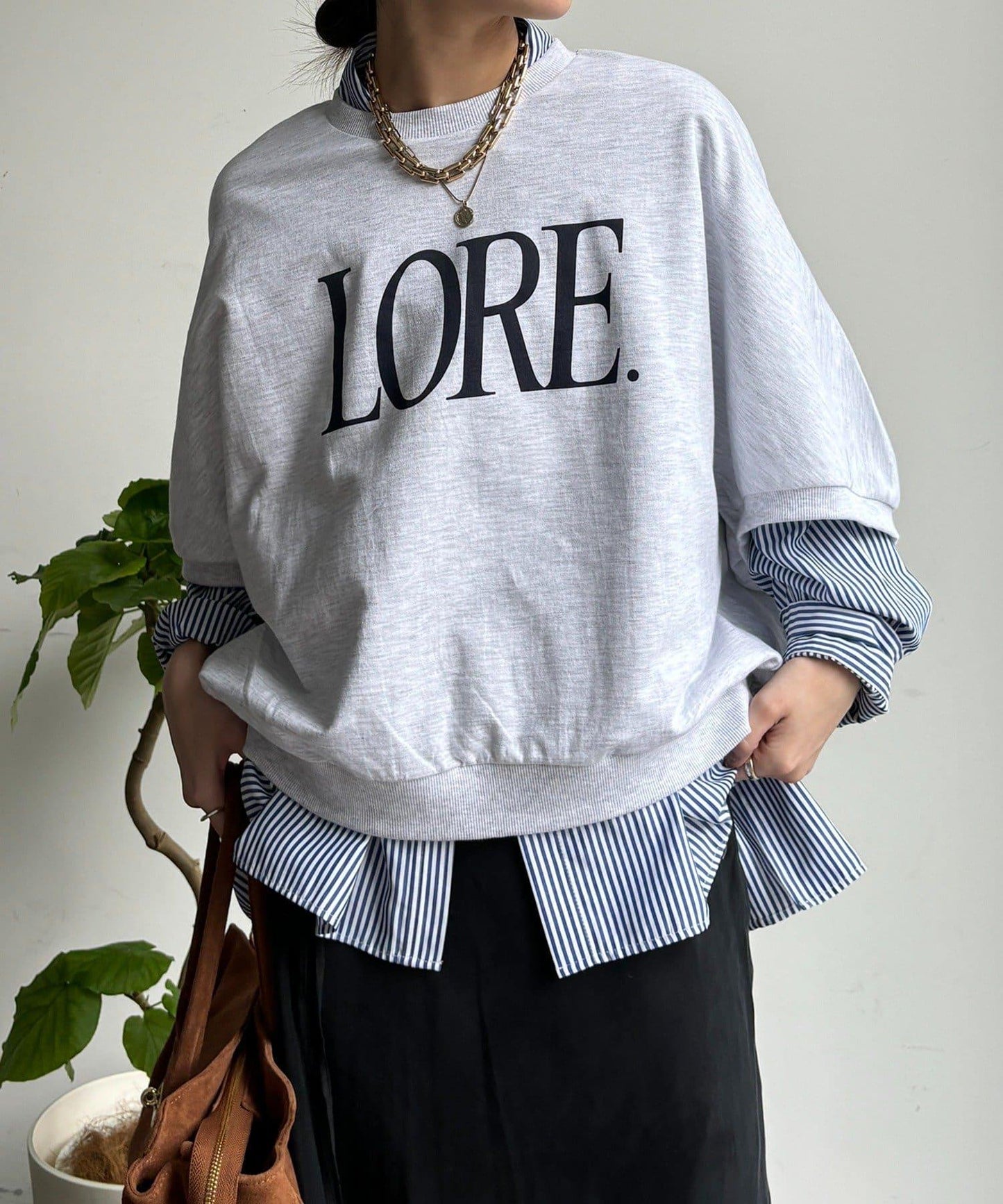 LORE印花蝙蝠袖套頭上衣