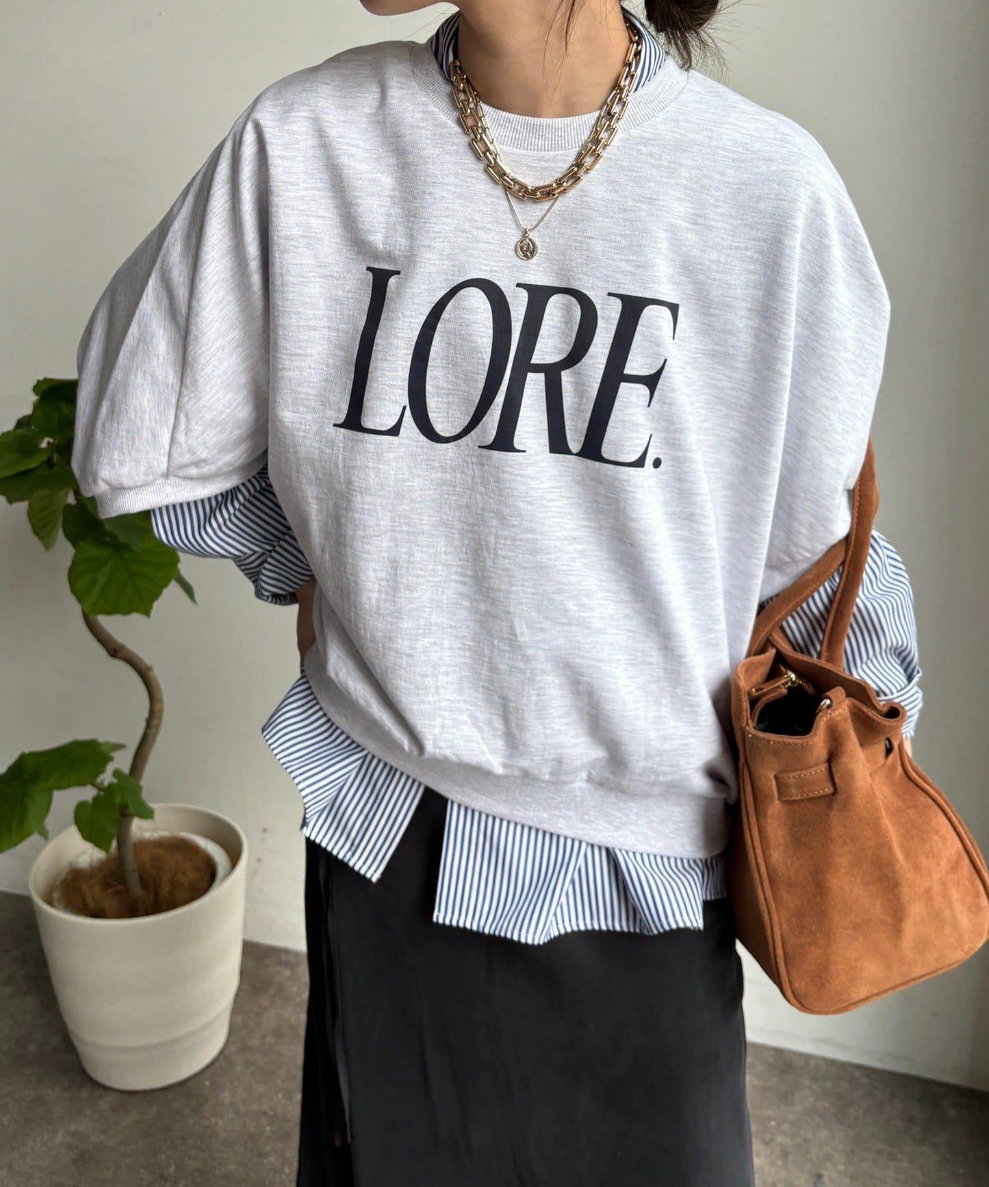 LORE印花蝙蝠袖套頭上衣