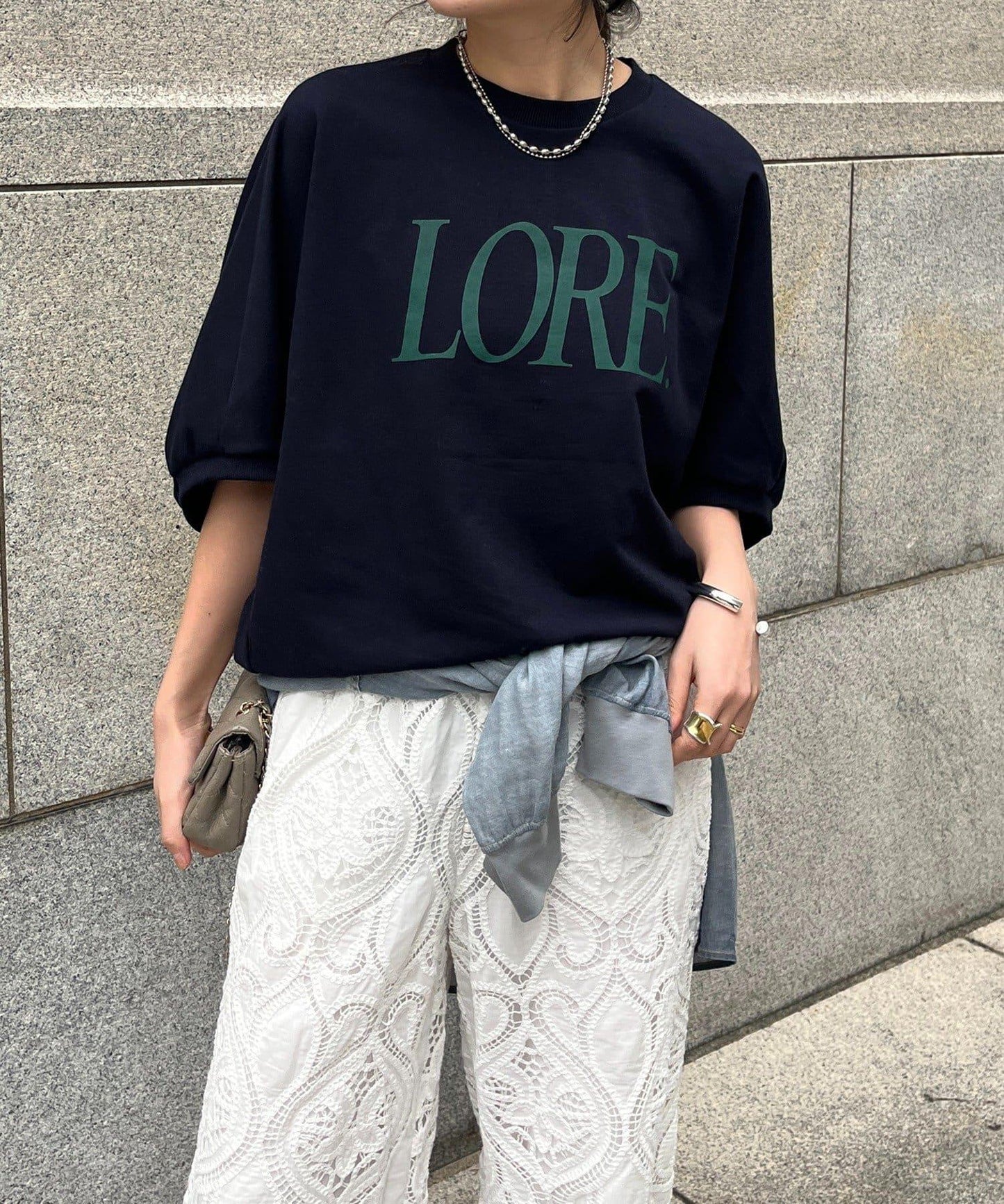 LORE印花蝙蝠袖套頭上衣