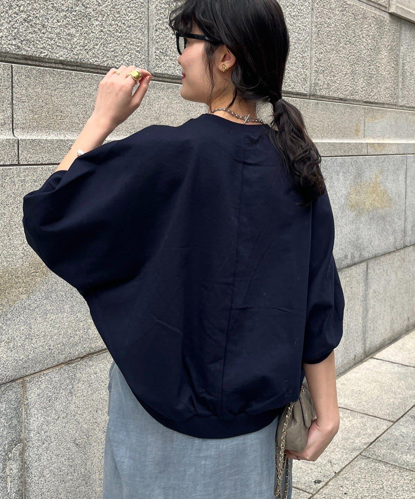 LORE印花蝙蝠袖套頭上衣