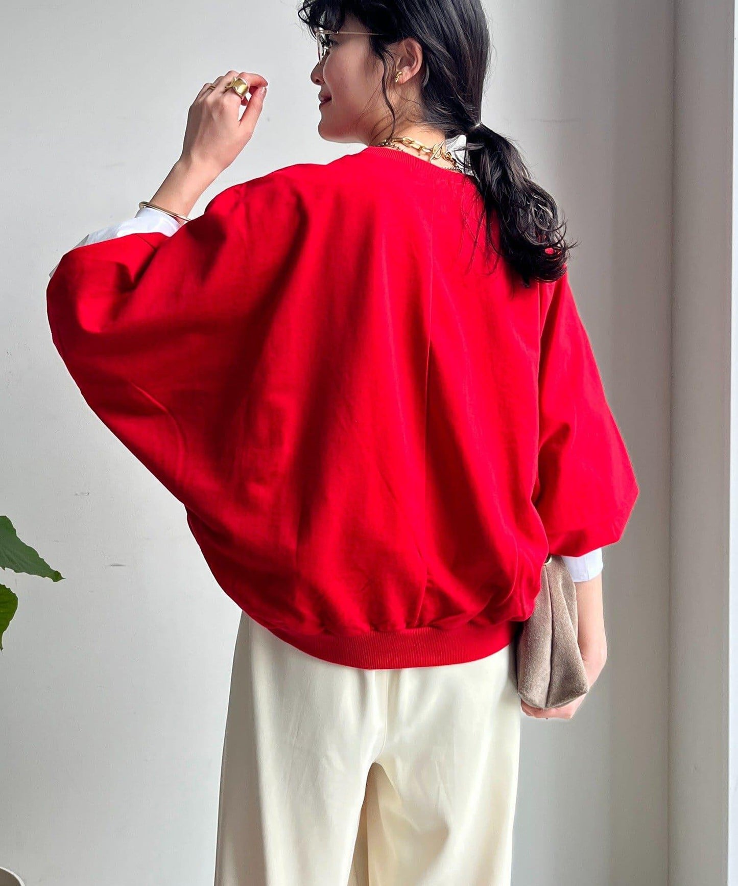 LORE印花蝙蝠袖套頭上衣
