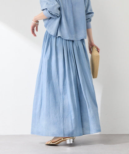 【La boutique BonBon】透視牛仔褶皺長半身裙