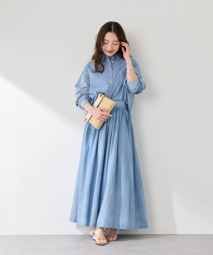 【La boutique BonBon】透視牛仔褶皺長半身裙