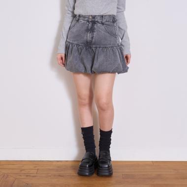 LTXC 牛仔泡泡廓形半身裙