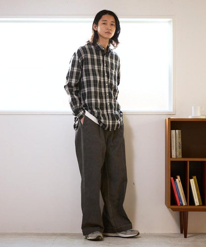 寬鬆廓形 漸變格紋 長袖襯衫