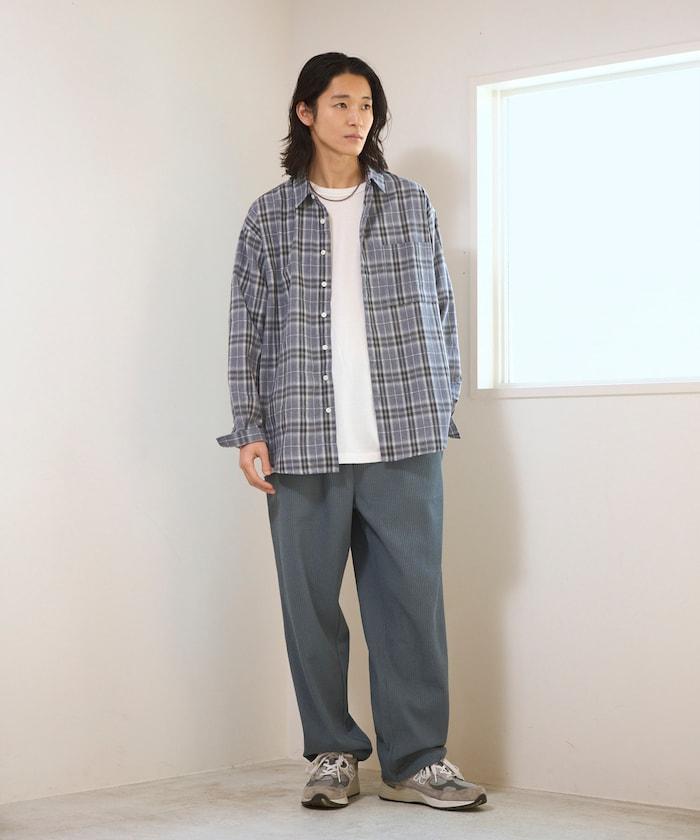寬鬆廓形 漸變格紋 長袖襯衫