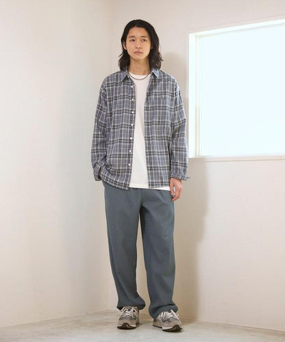 寬鬆廓形 漸變格紋 長袖襯衫