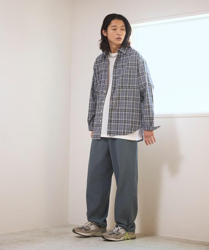 寬鬆廓形 漸變格紋 長袖襯衫
