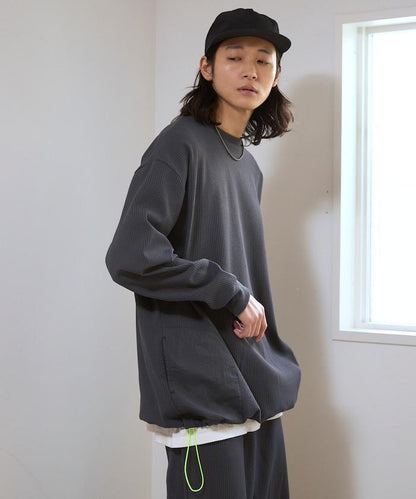 側袋 抽繩 科技保暖 圓領衫