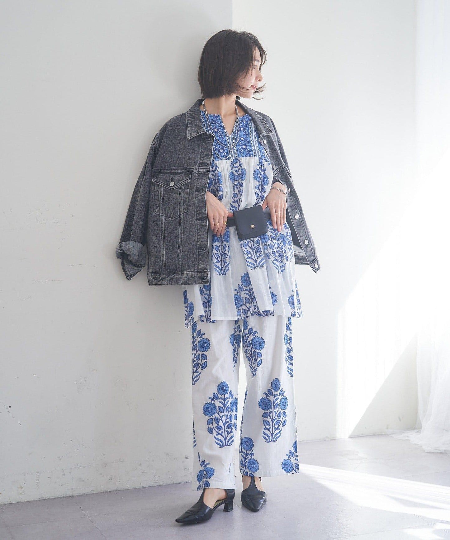 nane India Series 花卉圖案休閒長褲