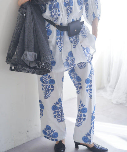 nane India Series 花卉圖案休閒長褲