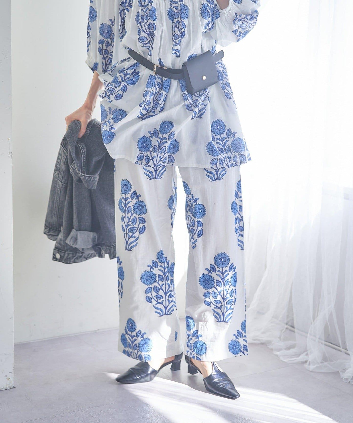 nane India Series 花卉圖案休閒長褲
