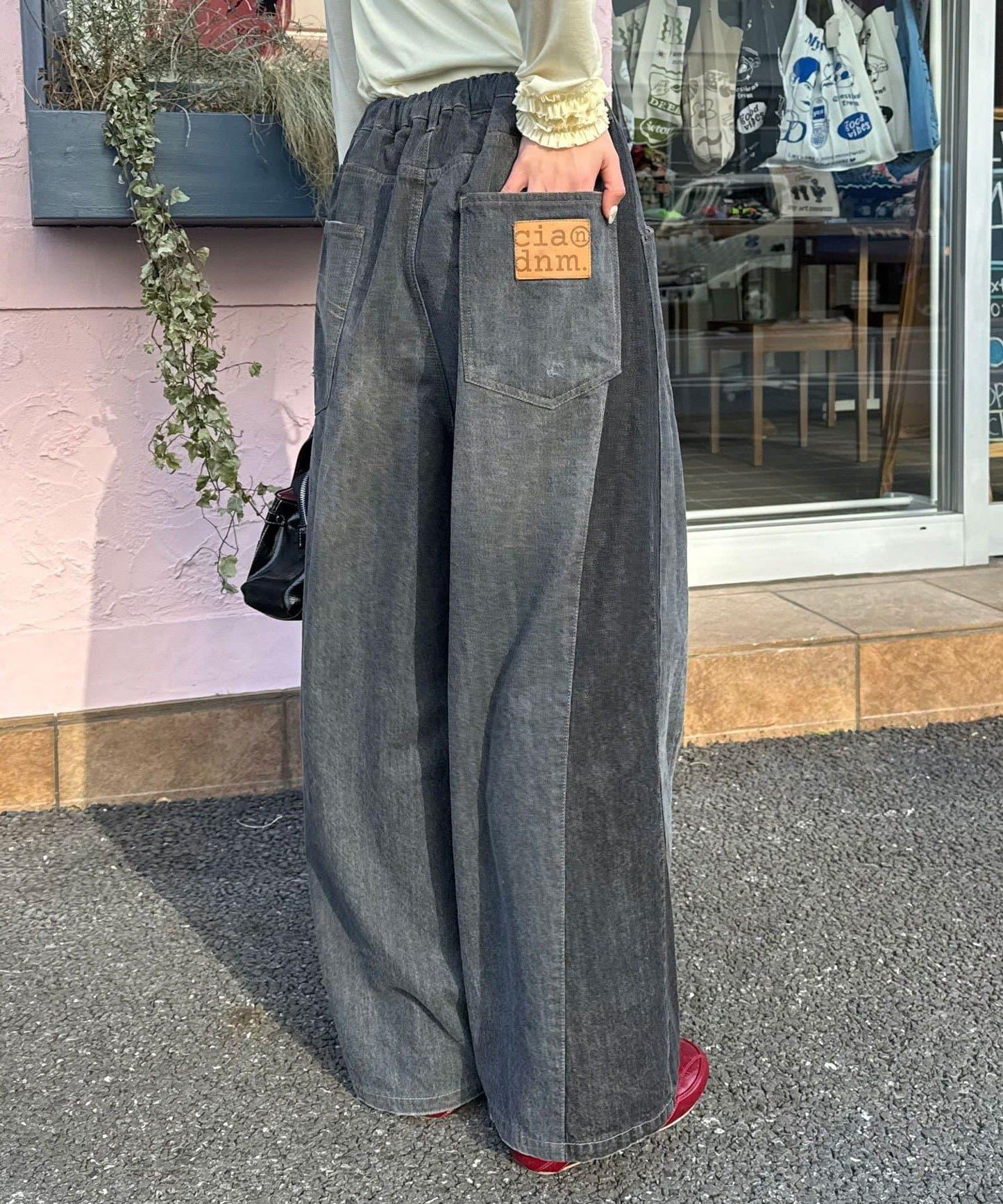 cian denim/シアンデニム 拼接超寬鬆氣球版型牛仔褲