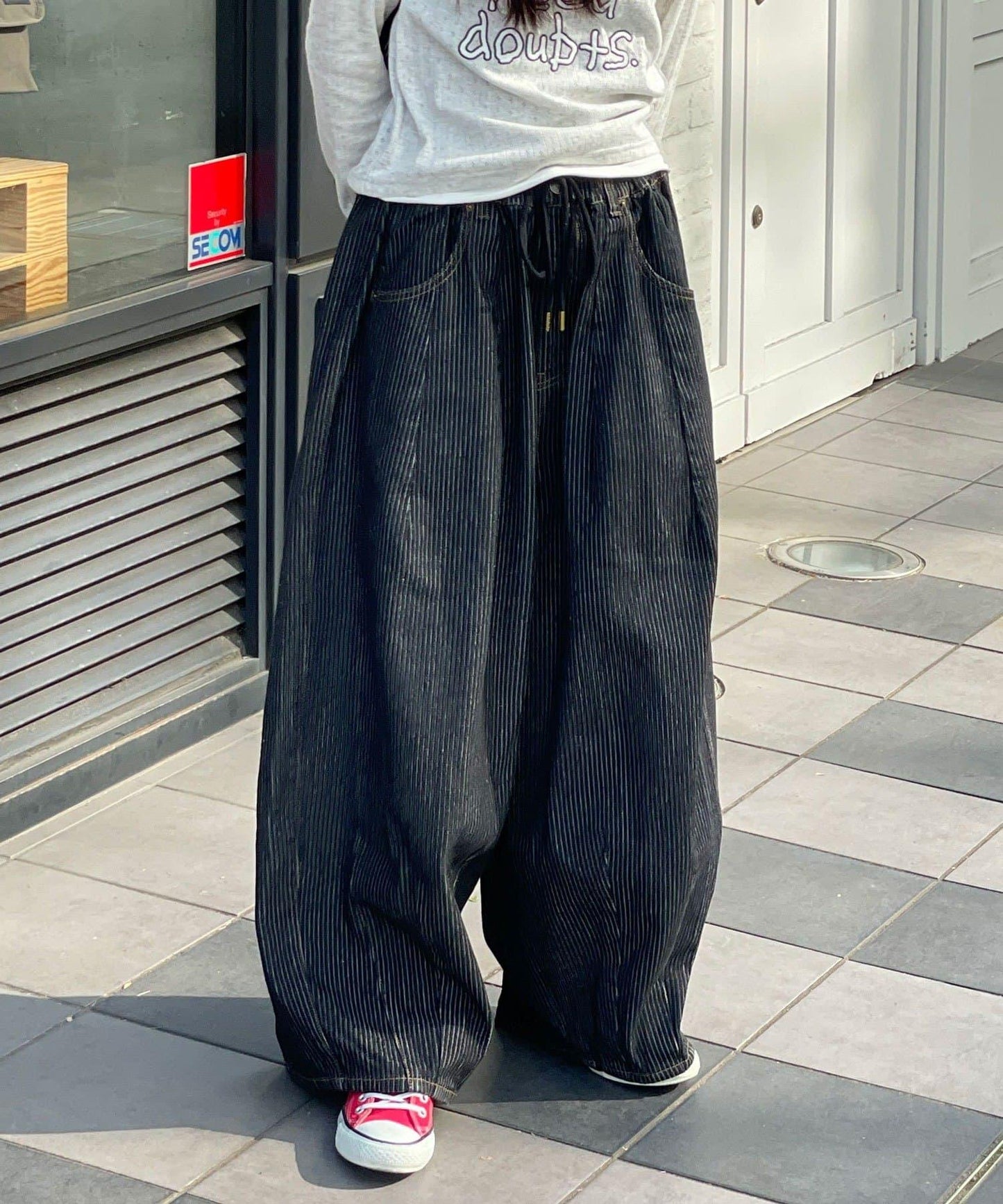 cian denim/シアンデニム 拼接超寬鬆氣球版型牛仔褲