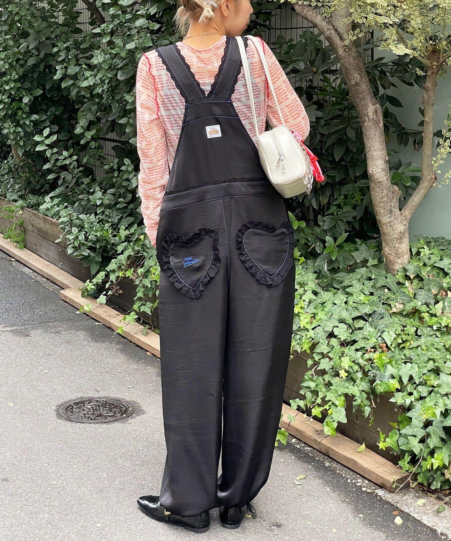 HELLO.SANFRANCISCO 蕾絲緞面揹帶褲