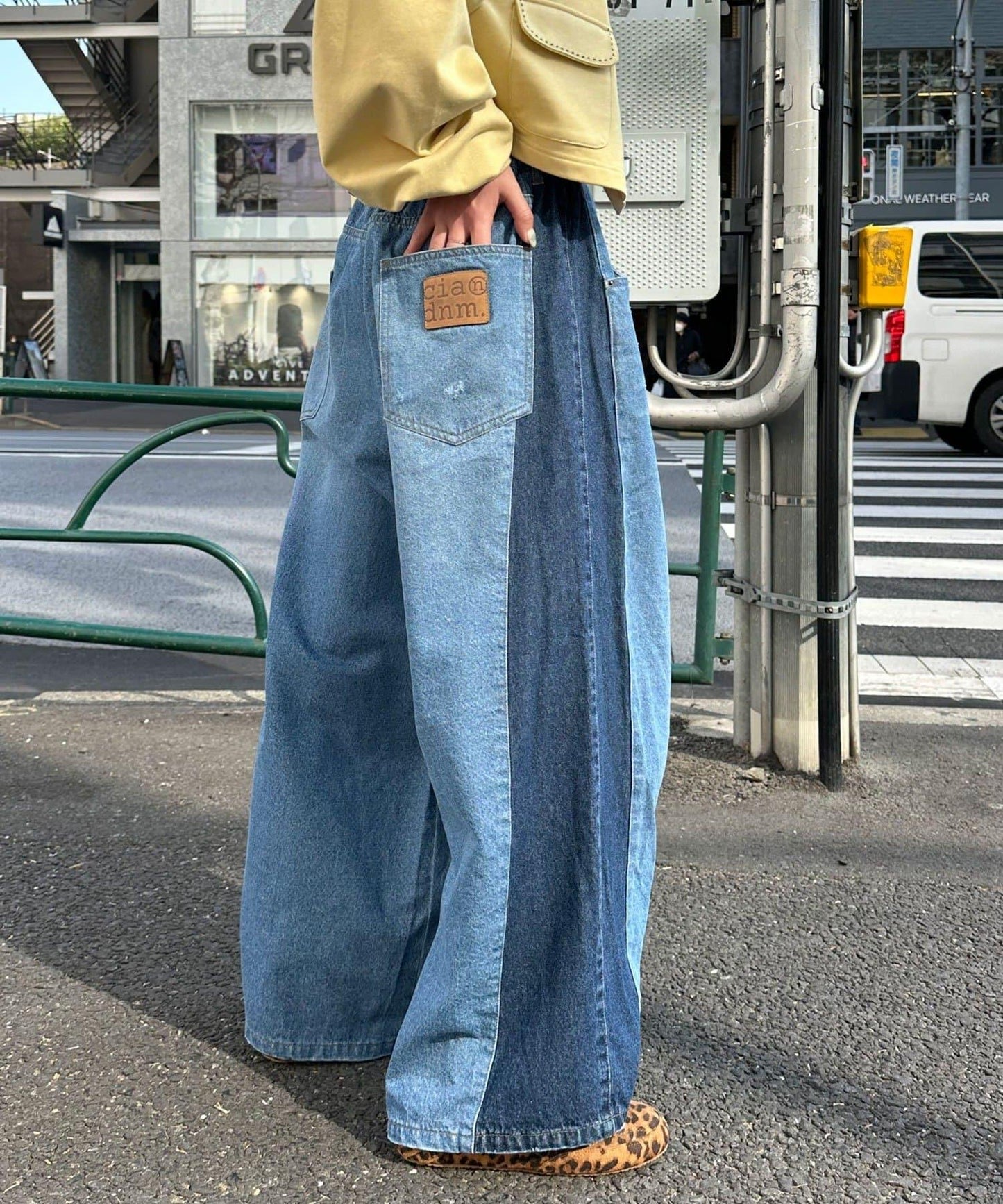 cian denim/シアンデニム 拼接超寬鬆氣球版型牛仔褲