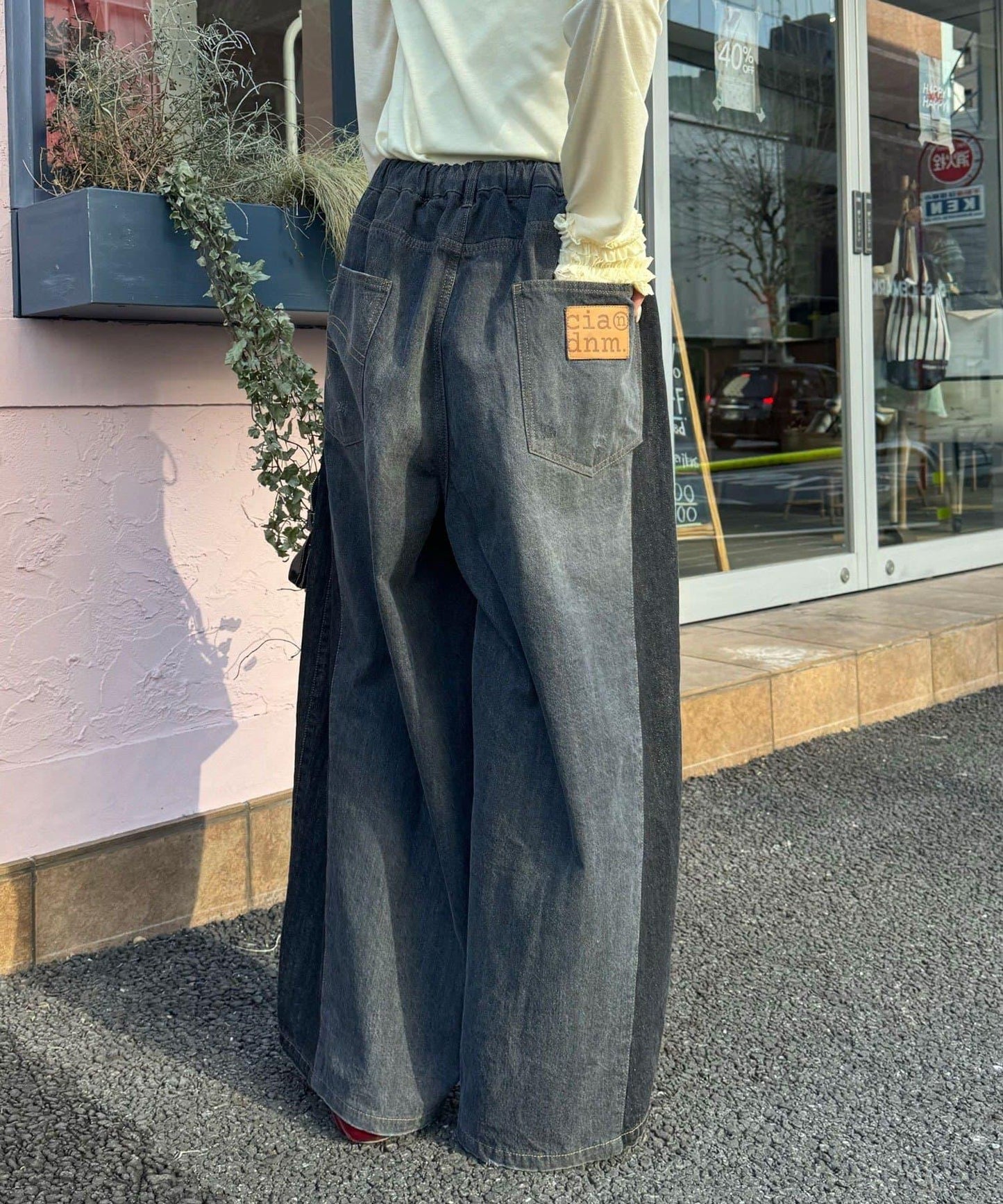 cian denim/シアンデニム 拼接超寬鬆氣球版型牛仔褲