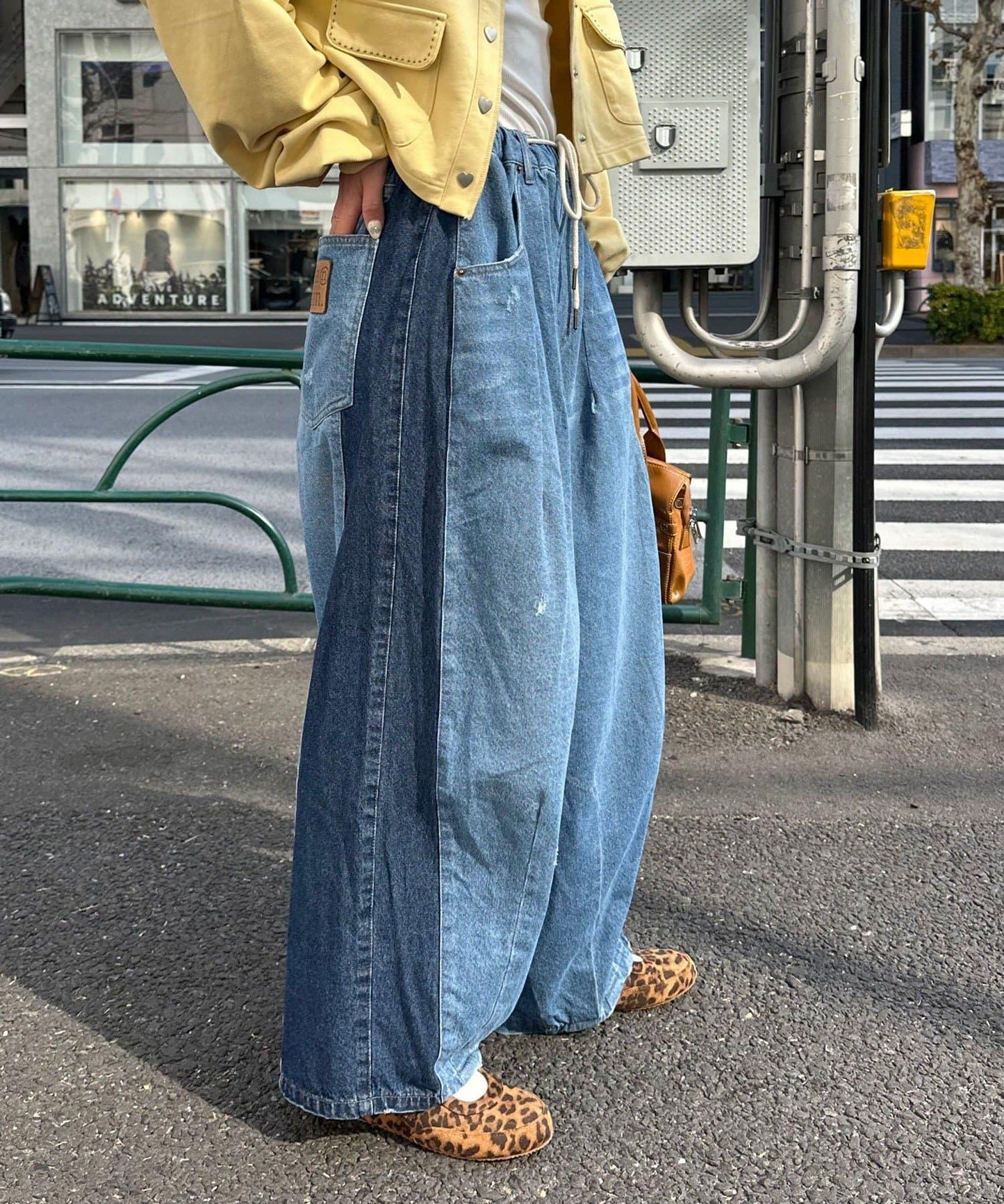 cian denim/シアンデニム 拼接超寬鬆氣球版型牛仔褲