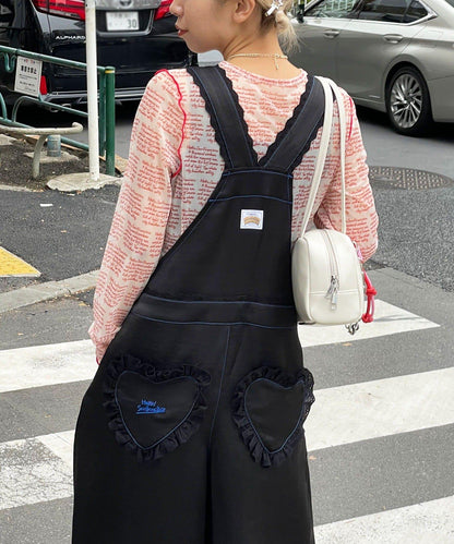 HELLO.SANFRANCISCO 蕾絲緞面揹帶褲