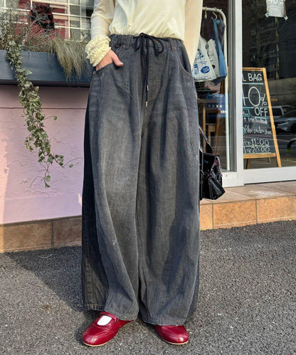 cian denim/シアンデニム 拼接超寬鬆氣球版型牛仔褲