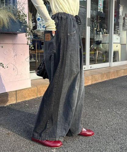 cian denim/シアンデニム 拼接超寬鬆氣球版型牛仔褲