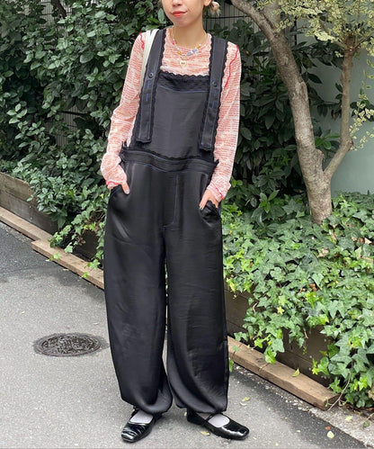 HELLO.SANFRANCISCO 蕾絲緞面揹帶褲
