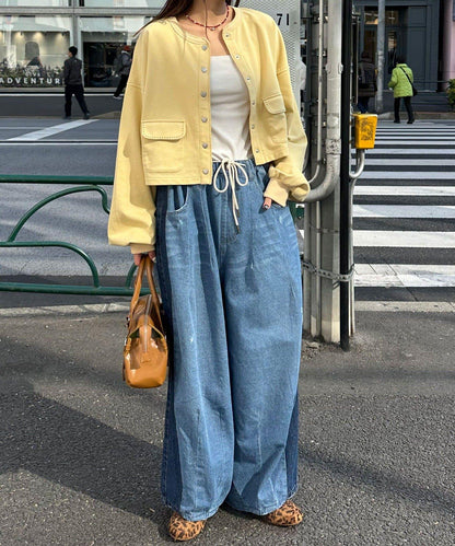 cian denim/シアンデニム 拼接超寬鬆氣球版型牛仔褲