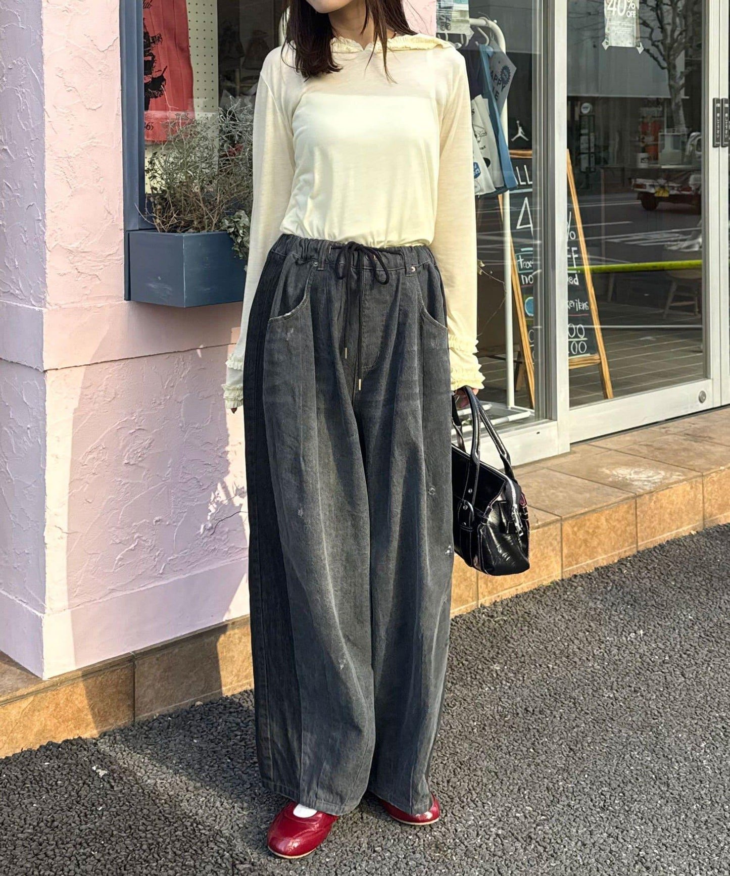 cian denim/シアンデニム 拼接超寬鬆氣球版型牛仔褲