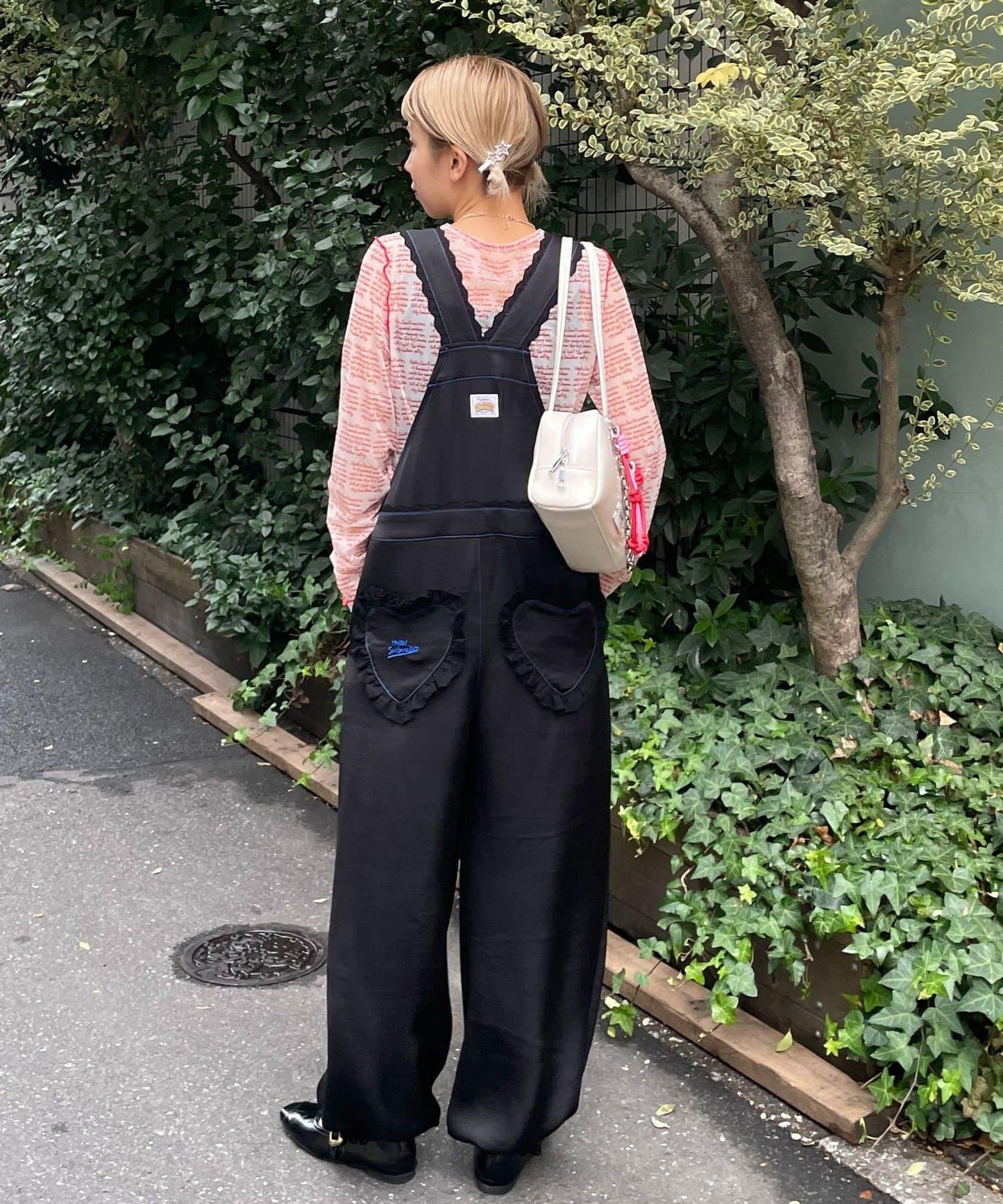 HELLO.SANFRANCISCO 蕾絲緞面揹帶褲