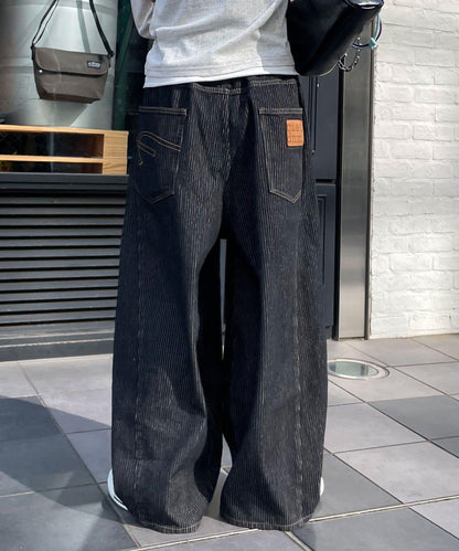 cian denim/シアンデニム 拼接超寬鬆氣球版型牛仔褲