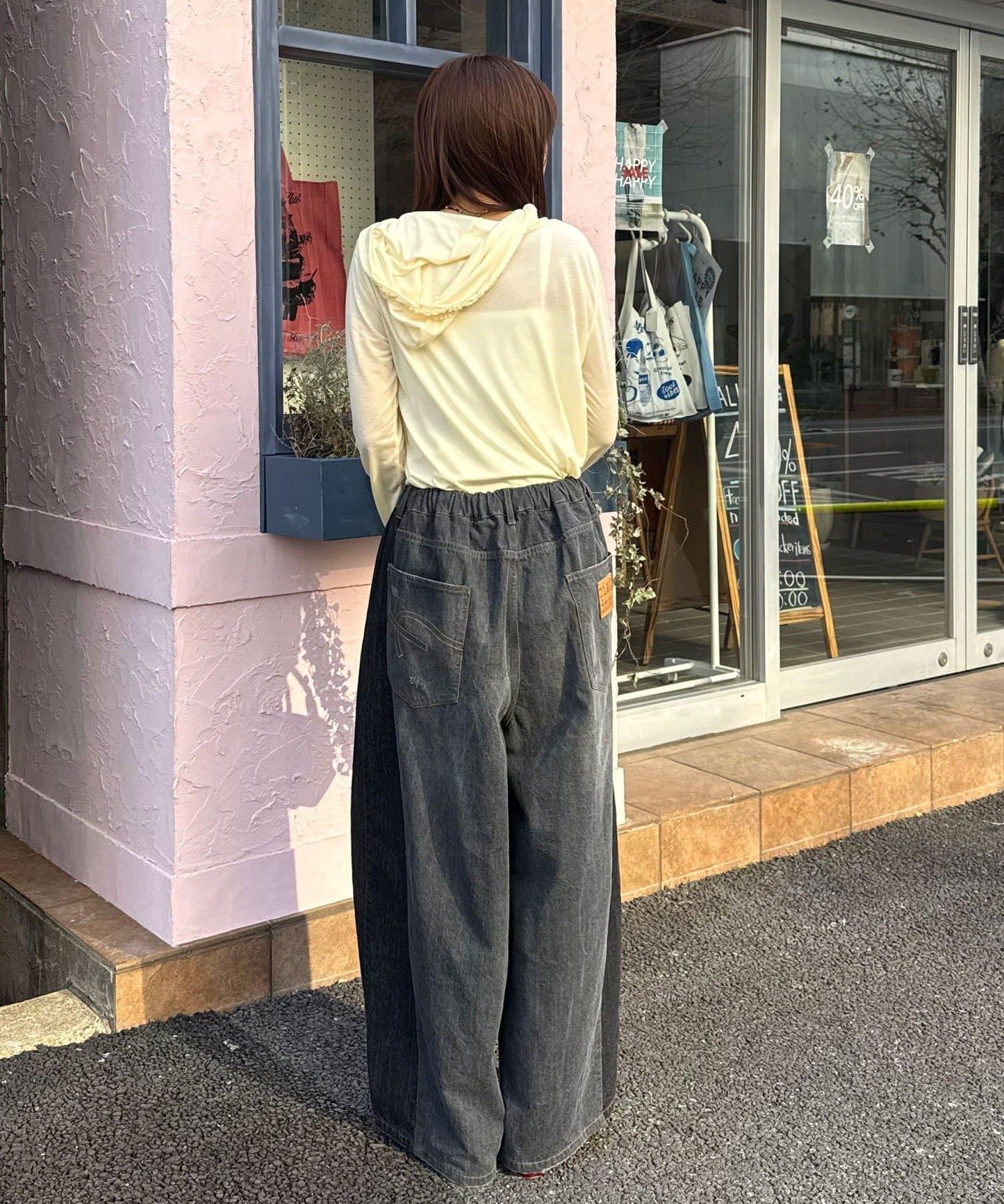 cian denim/シアンデニム 拼接超寬鬆氣球版型牛仔褲