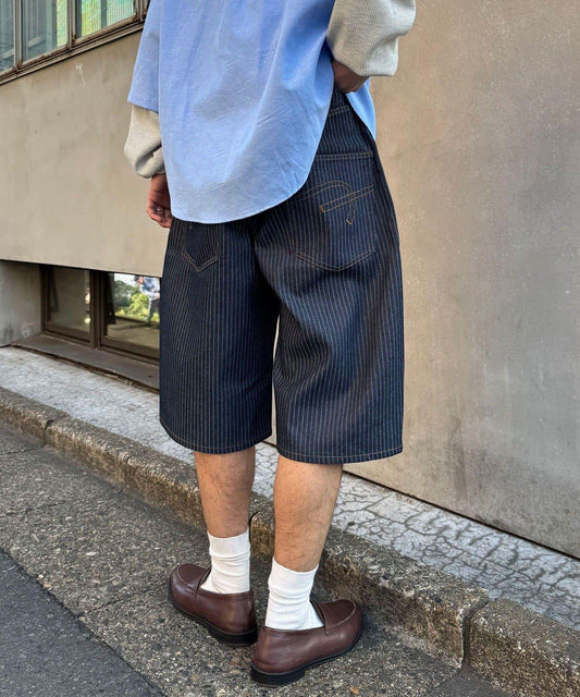 cian denim/シアンデニム 寬鬆闊腿牛仔短褲