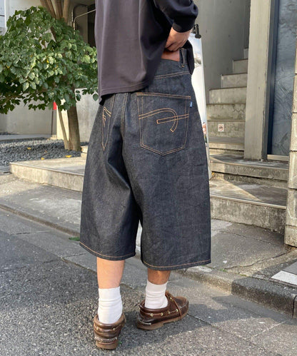 cian denim/シアンデニム 寬鬆闊腿牛仔短褲
