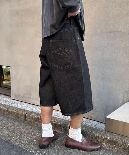 cian denim/シアンデニム 寬鬆闊腿牛仔短褲