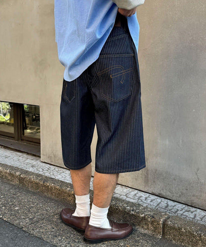 cian denim/シアンデニム 寬鬆闊腿牛仔短褲